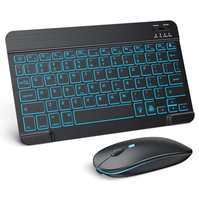TECURS Bluetooth Keyboard and Mouse Combo for iPad - Rechargeable Black