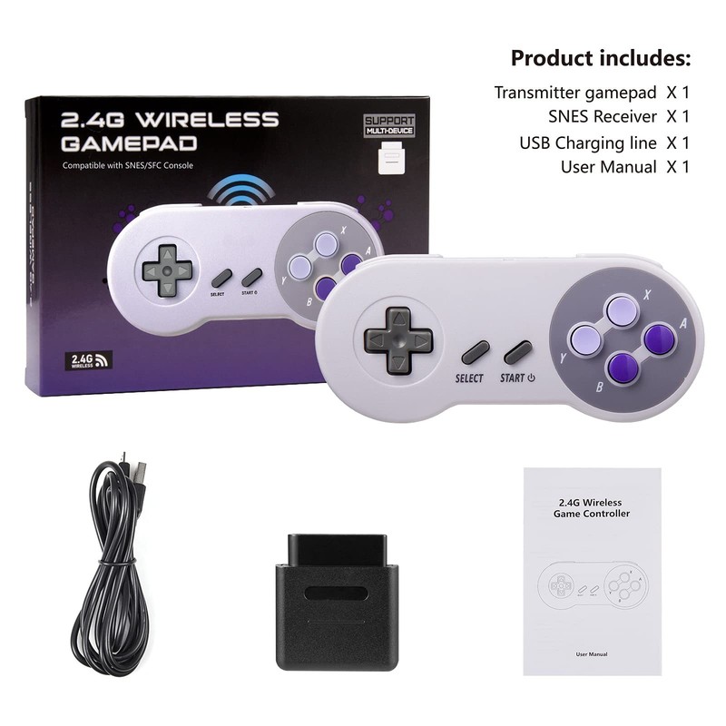 2 Pack 2.4GHz Wireless Controller for SNES Console, Rechargeable Wireless Re... gallery