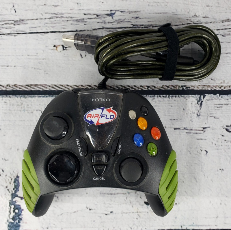 Nyko Air Flo Original Microsoft Xbox Wired Black Green Controller Tested