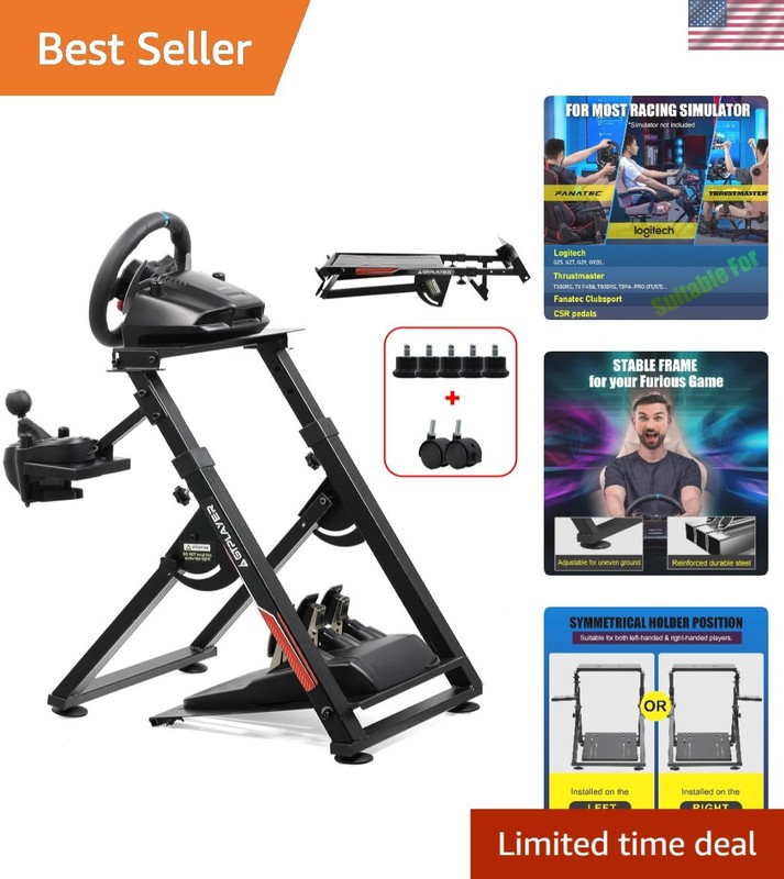 Universal Sim Racing Wheel Stand – Durable, Adjustable & Foldable, Black