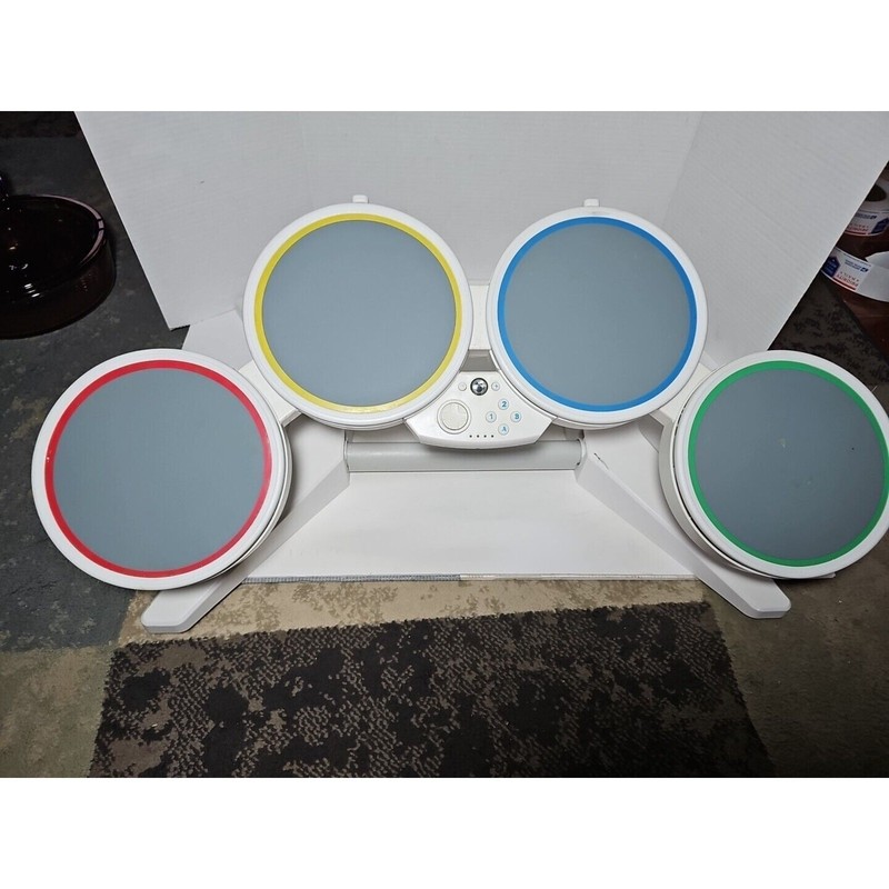 Nintendo Wii Rock Band White Drum Set USB Wired 19092 Harmonix TESTED No Sticks