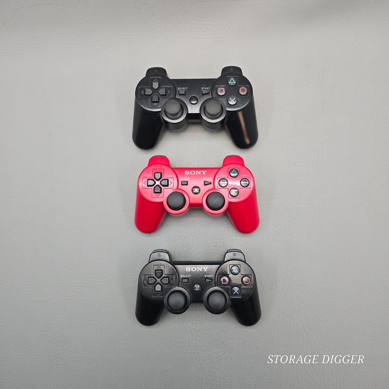 Set of 3 Sony PlayStation 3 Black & Red Wireless Controllers Model CECHZC2U