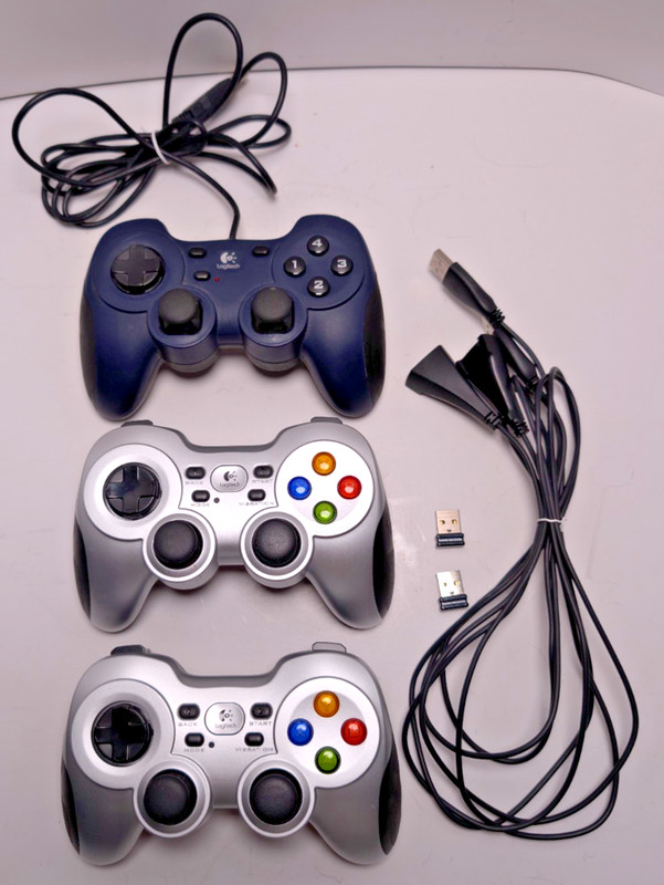 Logitech Controller Lot 3 PC USB F710 Wireless 2 Dongles 1 Wired Tested
