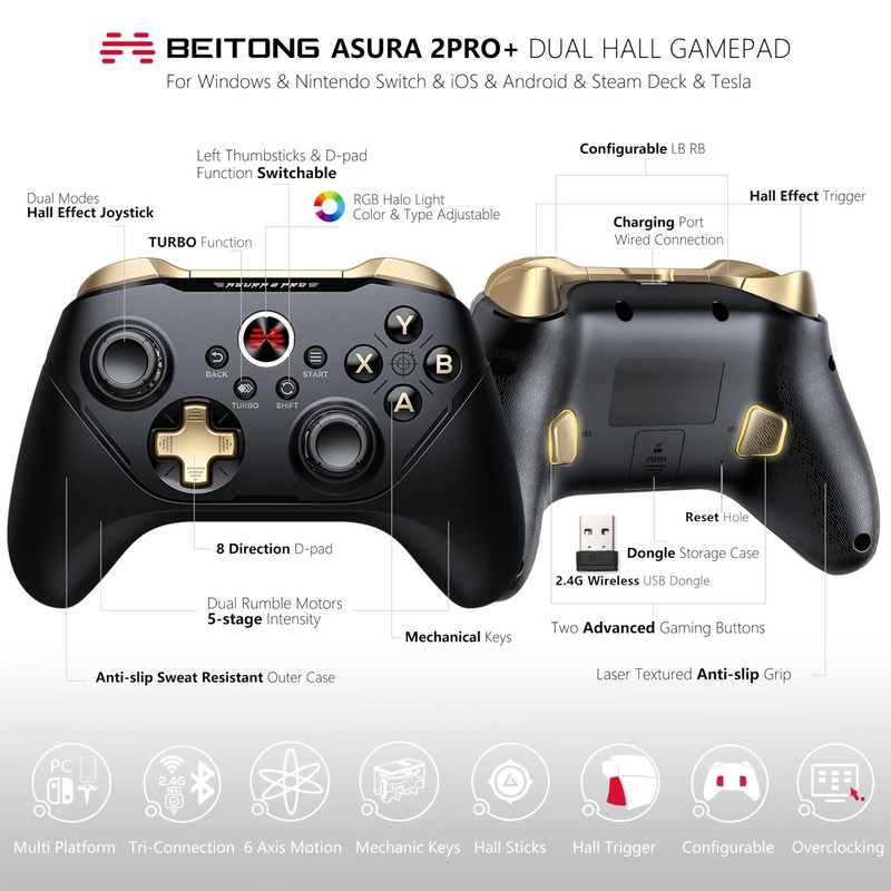Asura 2 + PC Gaming Controller - Hall Effect Joystick & Trigger, Mechanical B... gallery