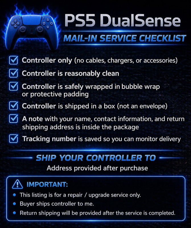 PS5 DualSense Stick Drift Fix / Repair TMR Joystick Upgrade SERVICE Mail-in ONLY gallery