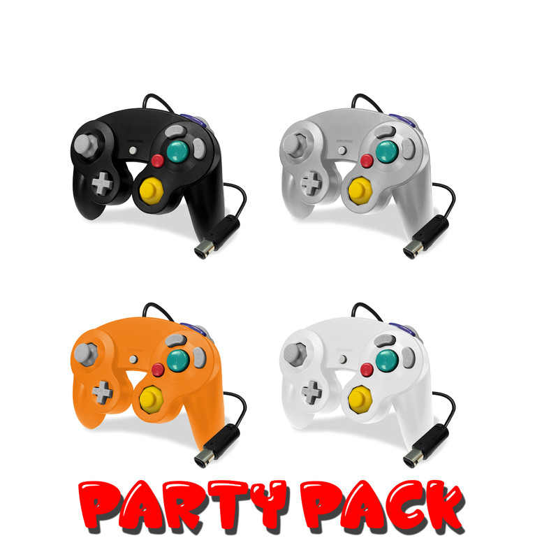 Old Skool Wired Controller Party Pack for Game Cube – (4 – Controller Bundle)