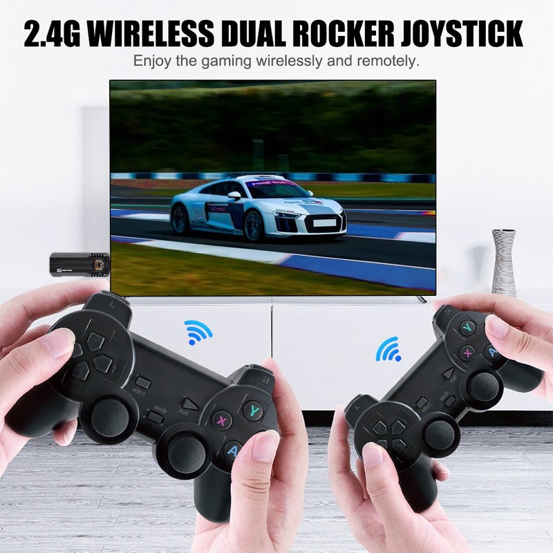 2 Gamepad Wireless HDMI 4K TV Game Stick Console Built in 64GB 30000 Retro Games