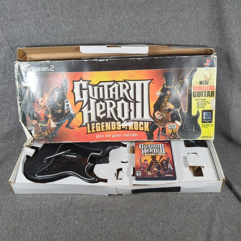 Guitar Hero III LEGENDS OF ROCK PS2 Wireless Bundle No Dongle Untested