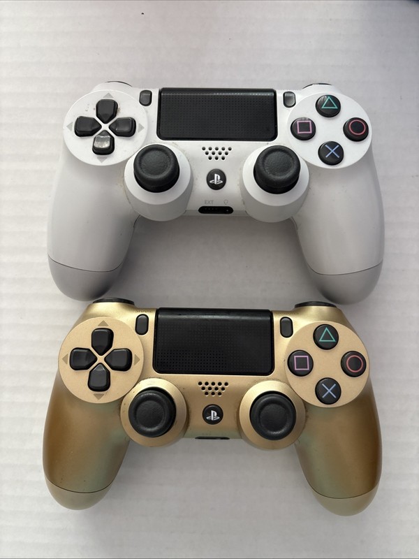 2 X Sony CUH-ZCT1U Wireless Controllers In Gold/White for PlayStation 4 PS4 OEM