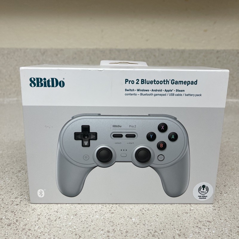 8BitDo (80GL) Pro 2 Bluetooth Gamepad with Hall Effect Joysticks, Gray