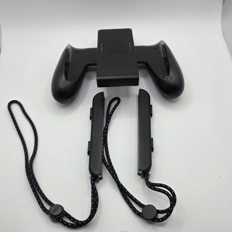 Black Genuine Official Nintendo Switch Joy-Con Comfort Grip & Wrist Straps Set