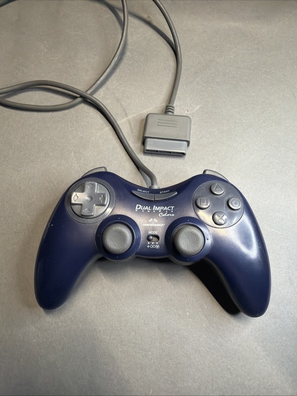 Dark Blue Dual Impact Playstation Controller For 1 & 2