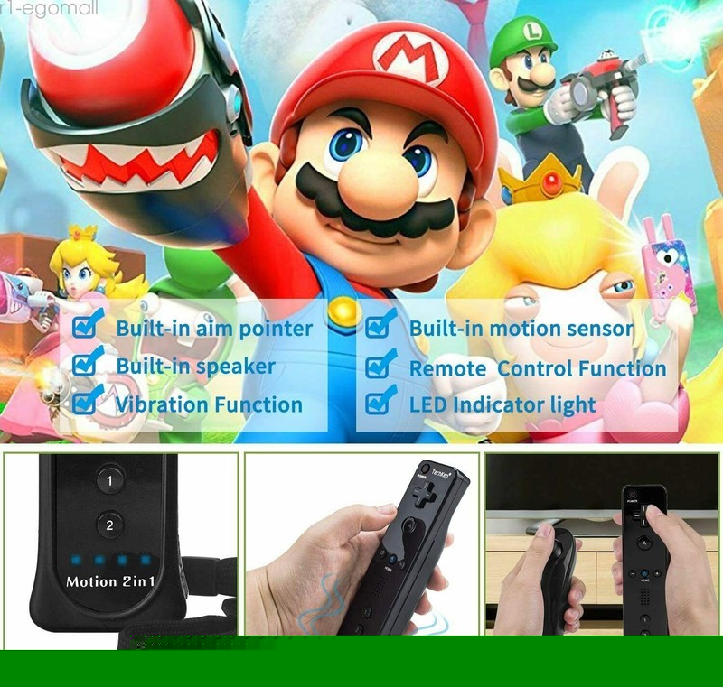 Built in Motion Plus Remote Controller& Nunchuck For Nintendo Wii Wii U+Strap US gallery