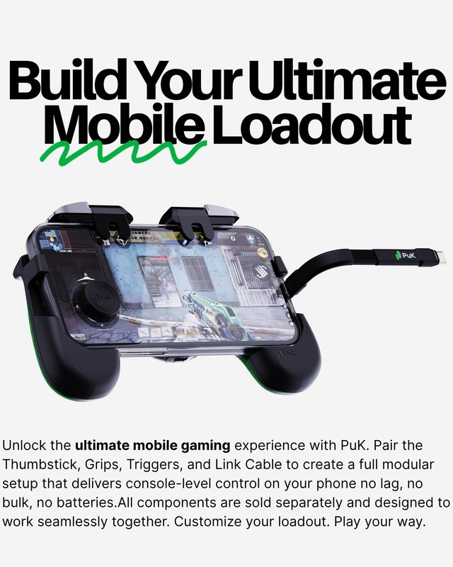 Phone Gaming Grip - Black & Green Ergonomic Mobile Game Handle with Adhesive ... gallery