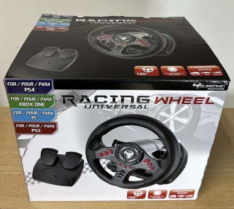 SUBSONIC SA5426 Racing Wheel Universal w Pedals Playstation PS4 PS3 PC XBOX ONE gallery