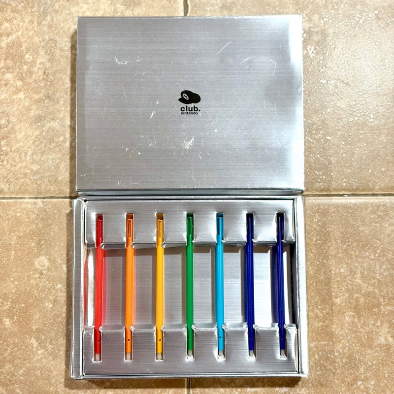 Club Nintendo Limited Edition Original DS case Touch Pen Stylus Set of 7 Colors