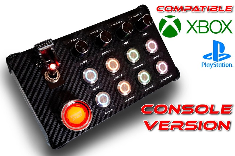 Button Box Console Sim Racing Competizione Illuminated Buttons RGB Start Engine