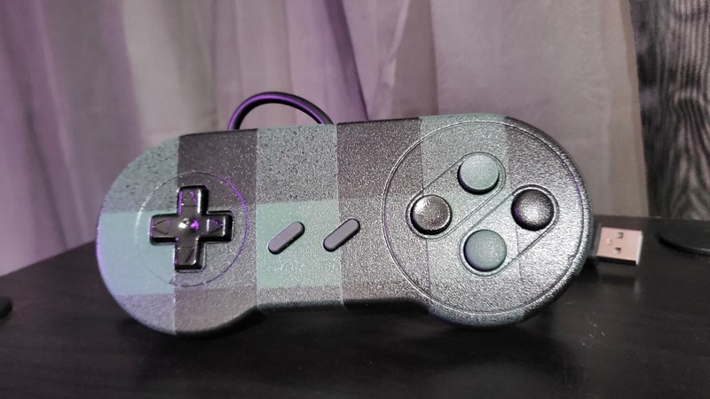 Green/Black Plaid SNES USB Controller – Custom Painted