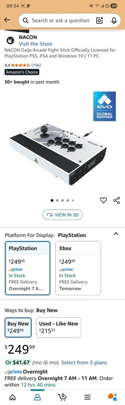 NACON Daija Arcade Fght Stick Offcially Licensed for PlayStaion PS5, PS4&Windows