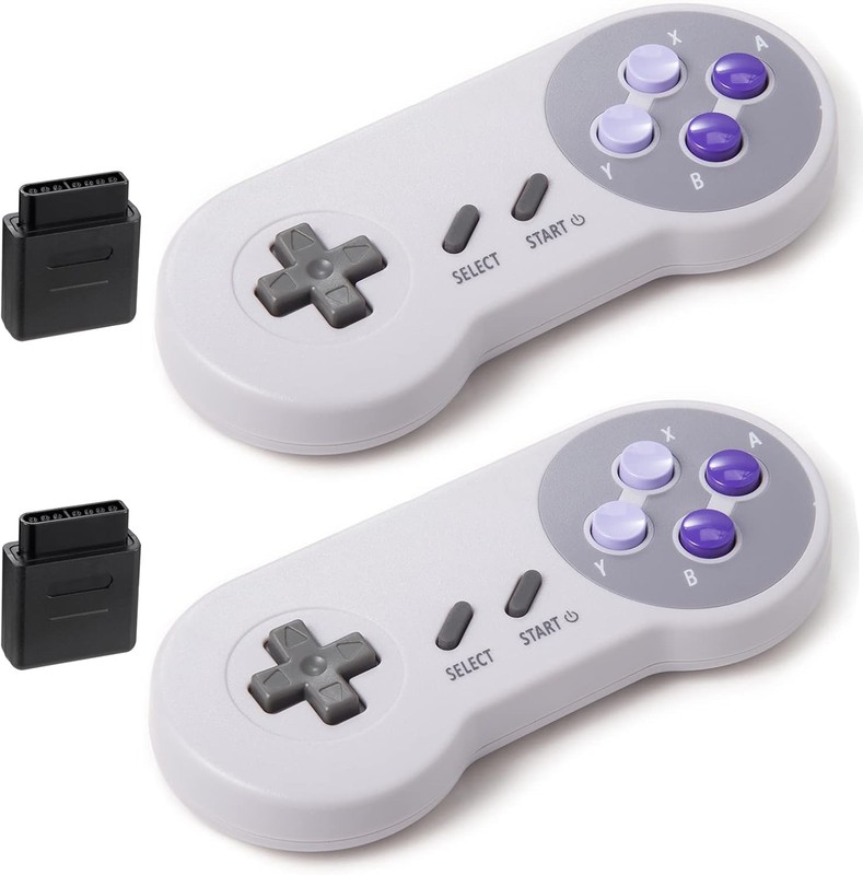 2 Pack 2.4GHz Wireless Controller for SNES Original Console, Wireless Remote ...