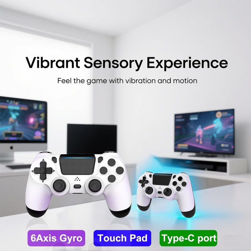 Wireless PS4 Game Controller with High Sensitivity & Integrated Touchpad - Black gallery