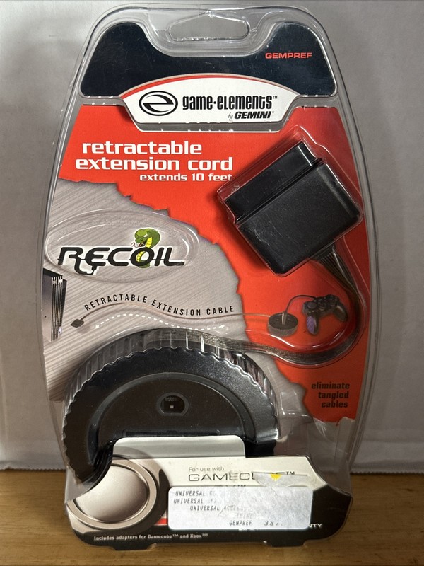 Game Elements By Gemini Retractable Extension cord – PS2/Xbox/Gamecube – New