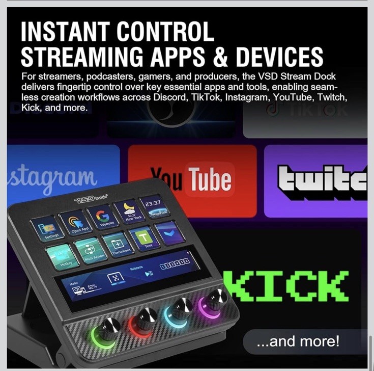 VSD N4 Pro Macro Pad Stream Controller USB-C Mechanical Keyboard RGB Knobs gallery