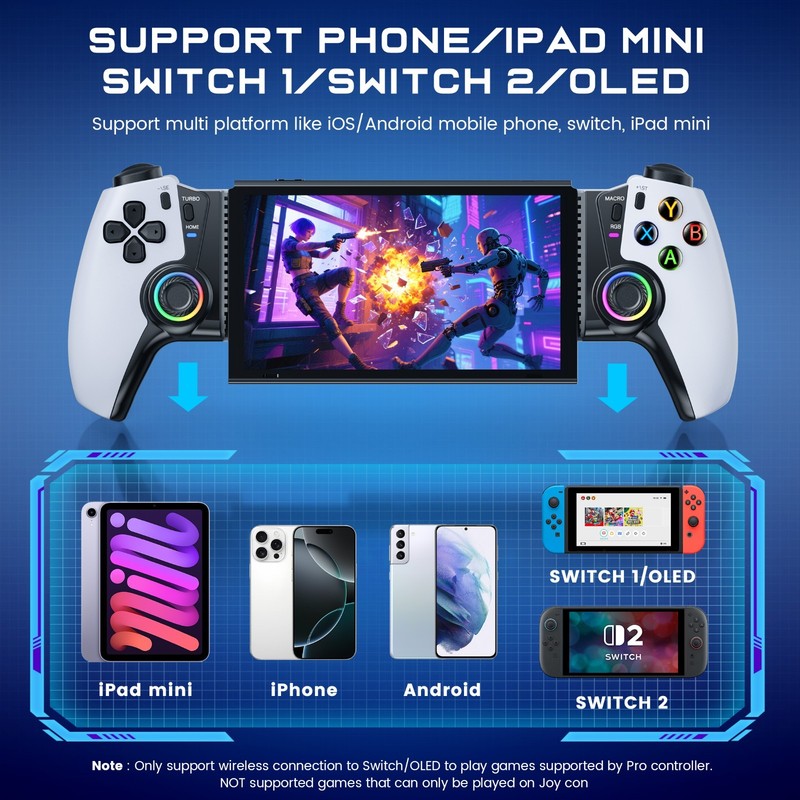 Bluetooth Mobile Gaming Controller for iPhone/Android/Switch 2/Switch/Tables gallery