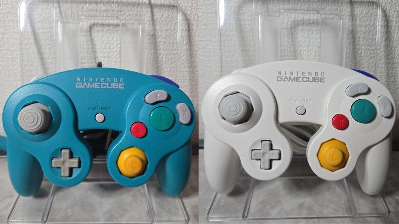 2x Nintendo GameCube Controller White DOL-A-CWA Emerald Blue 3m Long Cable Smash