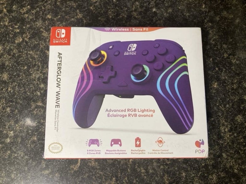 Nintendo Switch PDP Afterglow Wave Wireless Controller RGB Purple Open Box