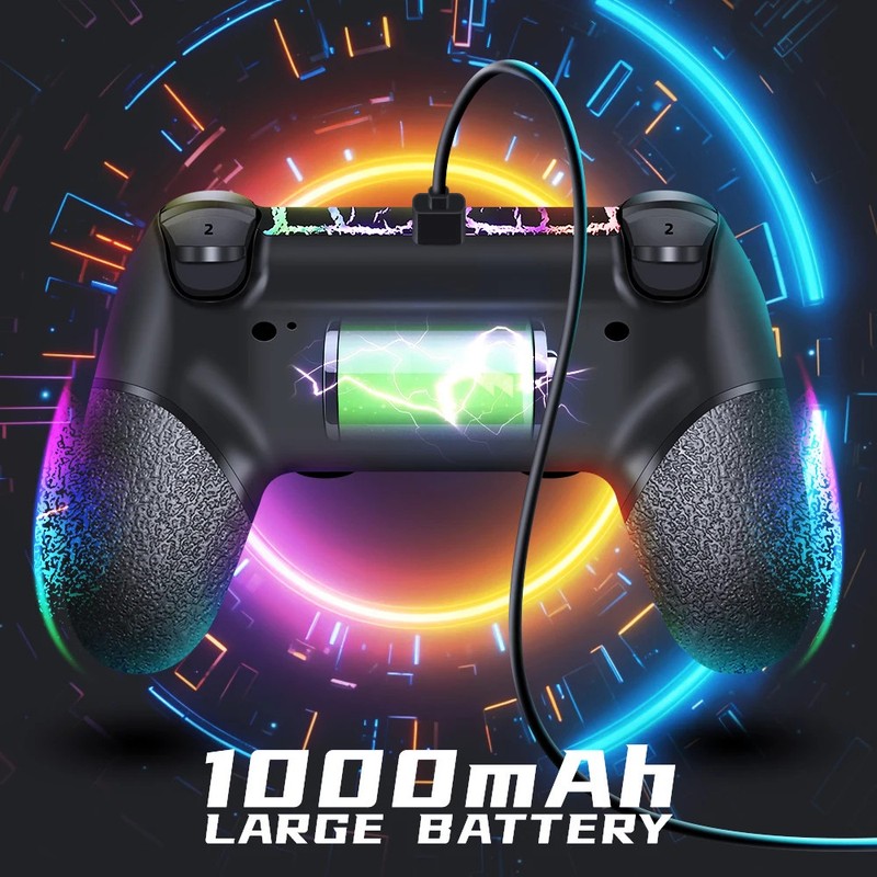 AceGamer RGB Wireless Controller for PS4 Black/White Crack Led with RGB Light,10 gallery