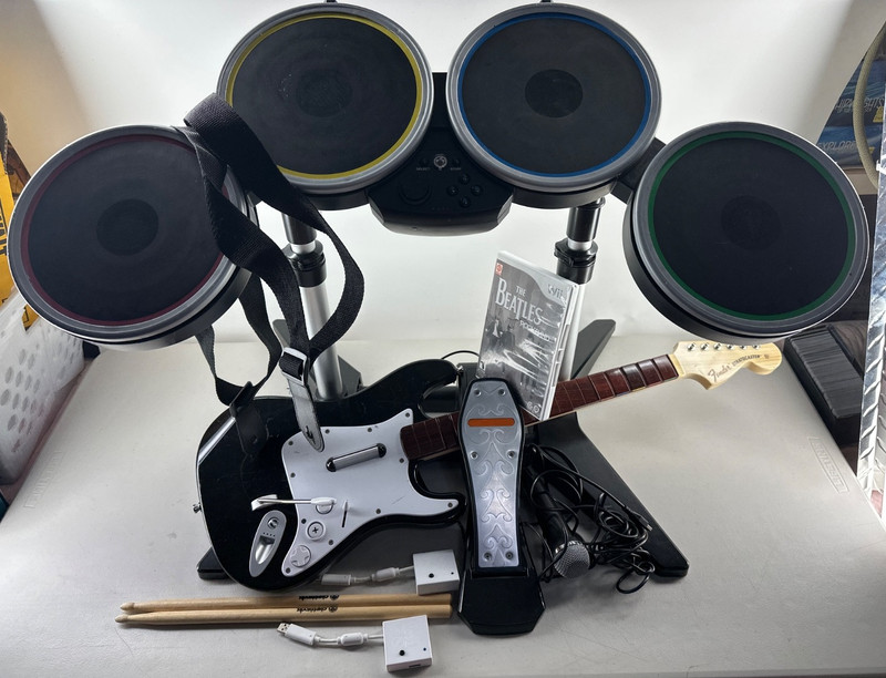 Wii Rock Band Wireless Drums Set Pedal Dongles Guitar Game NWDMS2 Tested