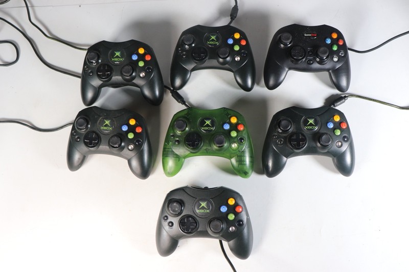 Microsoft Xbox Original Controller Lot 7 Wired OEM Black Green (bb)