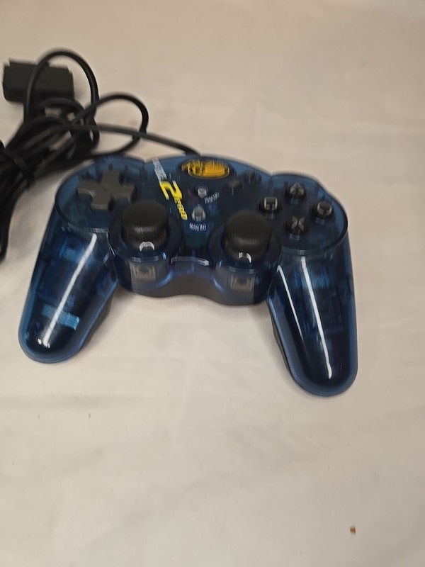 Mad Catz Dual Force 2 Pro PlayStation PS2 Controller Wired Clear Blue Tested