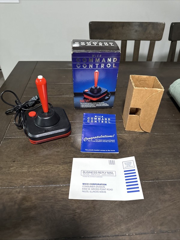 VINTAGE WICO COMMAND CONTROL JOYSTICK 15-9714 IN ORIGINAL BOX + MANUAL Mint