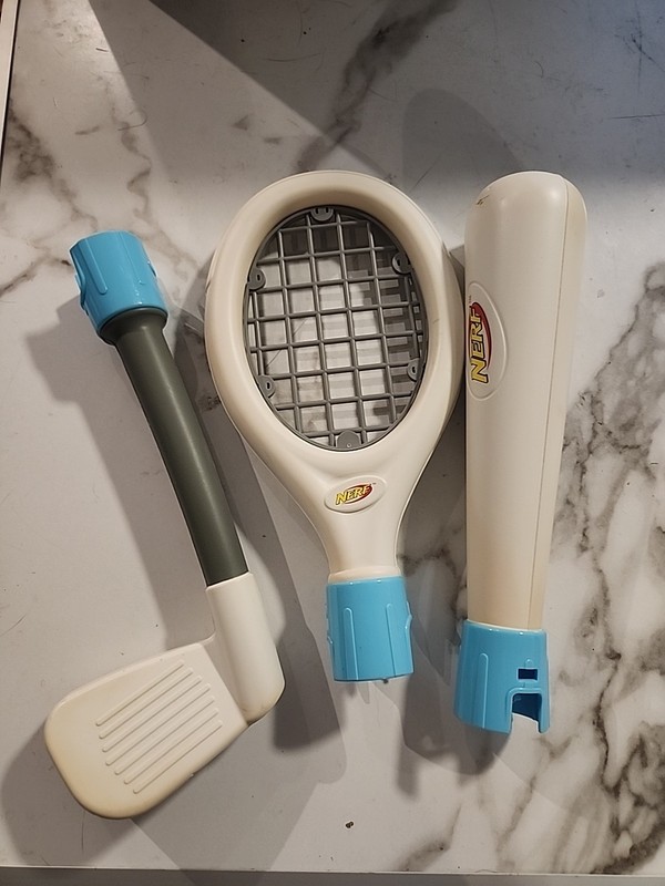 Nerf Wii Sports Sports 3 Pack White Blue Attachments Accessories Bundle Lot B13