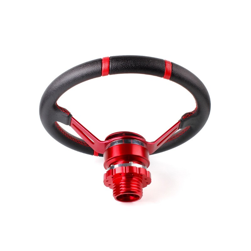 14" Leather Racing Steering Wheel + Quick Release + Hub Adapter For Thrustmaster gallery