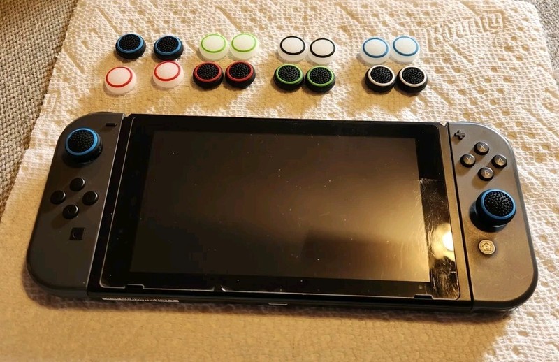 2 Thumb Grip Caps Black Blue Cover for PlayStation Portal Steamdeck Switch Odin gallery