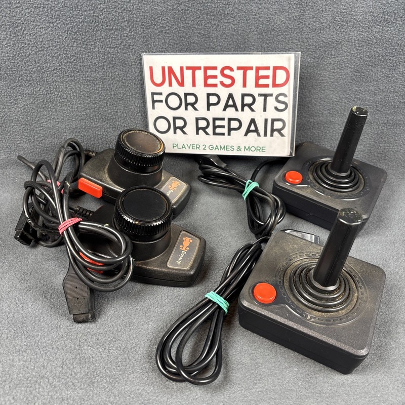 Atari 2600 Joystick & Driving Paddle Controller Lot – Untested for PARTS/REPAIR
