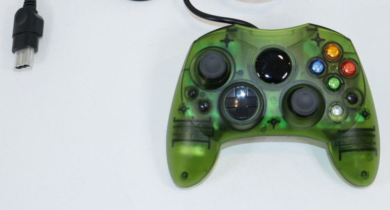 WIRED S TYPE CONTROLLER FOR ORIGINAL MICROSOFT XBOX HALO GREEN TRANSLUCENT NEW