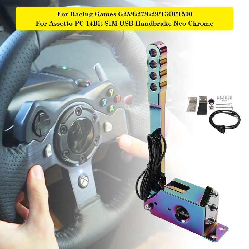 For Racing Games G29/T300/T500 For Assetto PC 14Bit SIM USB Handbrake Neo Chrome
