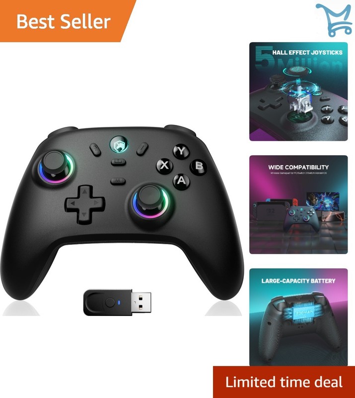 Wireless PC Gaming Controller Hall Effect Joystick 1000Hz 800mAh Battery