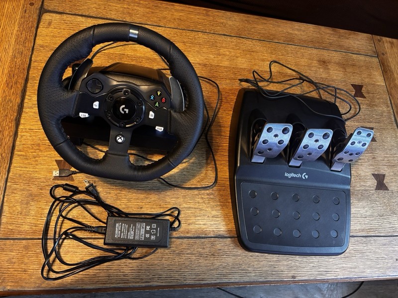 Logitech G920 Steering Wheel, Pedals, and Power Adapter