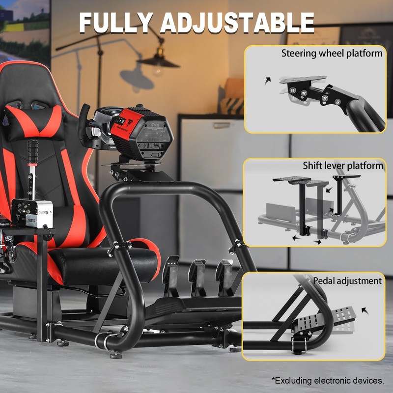 Marada Racing Sim Cockpit Wheel Stand With Red Seat Fit Logitech G29 G920 G923 gallery