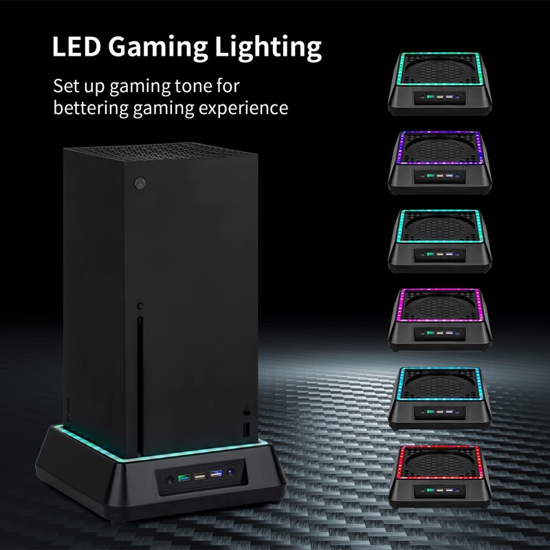 Cooling Fan For Xbox Series X with 3-USB Interfaces Speed Fan RGB Lighting US