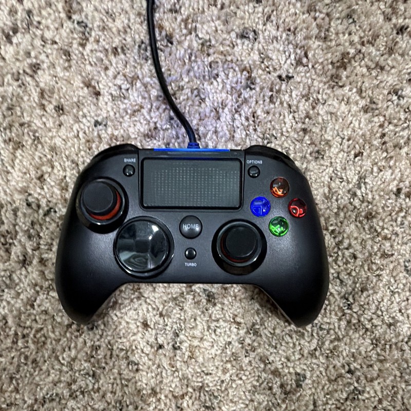 Wired USB PC Game Controller Gamepad w/ Turbo Button, Black, 3ft Cable