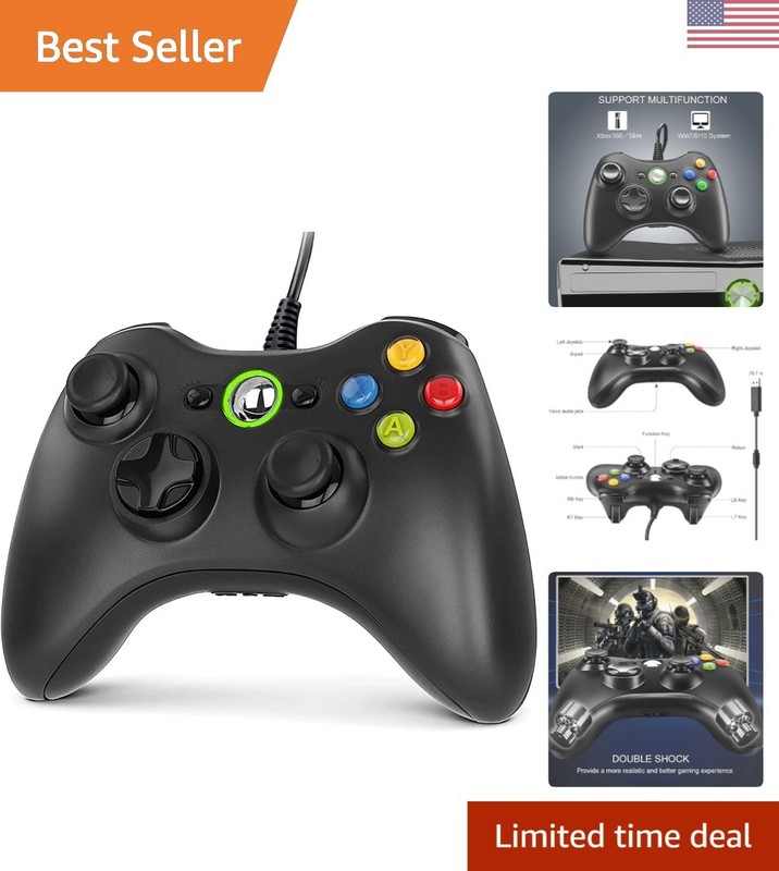 Plug and Play Xbox 360 Gamepad with Dual Vibration for PC and Xbox 360 Slim
