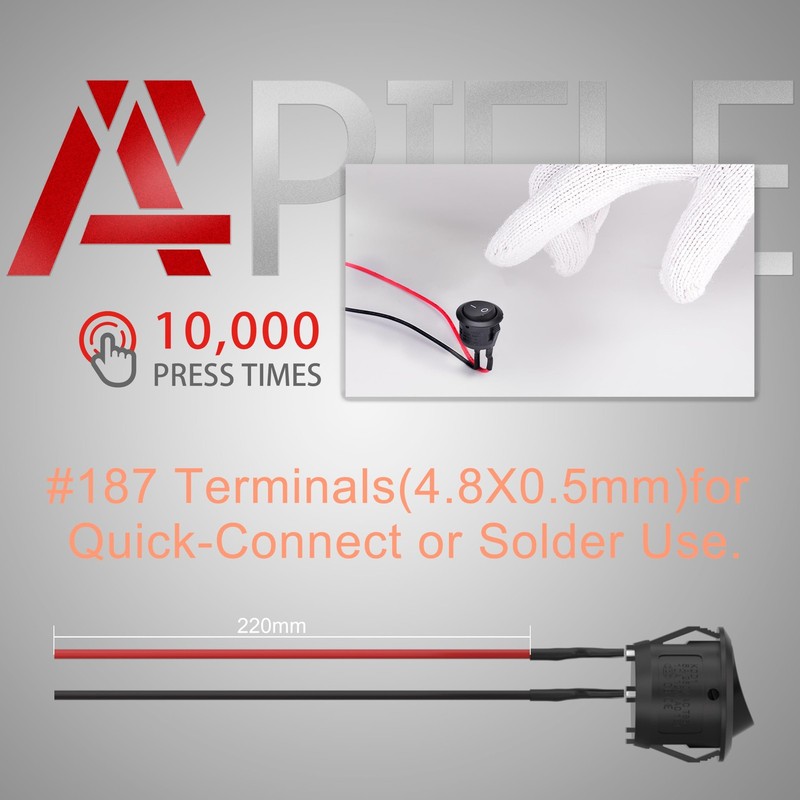 APIELE 5Pcs Rocker Switch ON Off KCD1 Mini Round Toggle Switch SPST 2Pin Snap... gallery