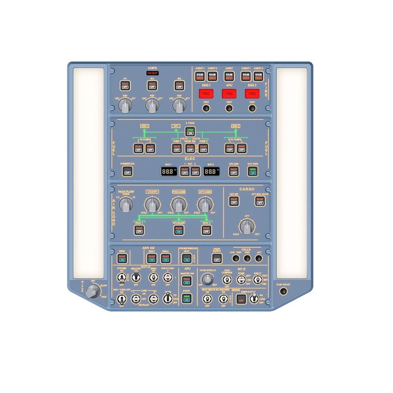 WINGFLEX A320 Overhead Panel with IRS & Lighting Panels for Airbus PC Flight Sim