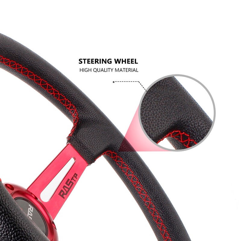 14" Leather Racing Steering Wheel + Quick Release + Hub Adapter For Thrustmaster gallery